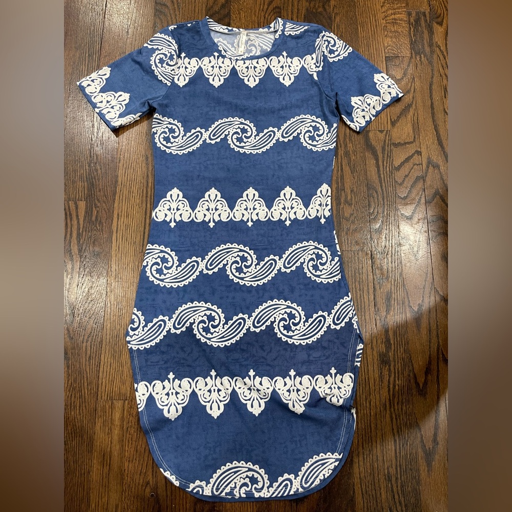 Love Nation Blue and Cream Dress
